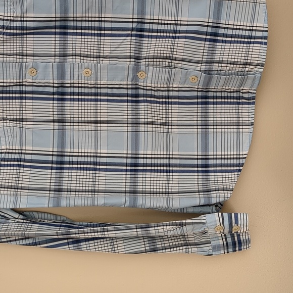 Patagonia Women's 4 Blue Plaid Button Up Shirt Roll Tab Sleeves Top - Picture 6 of 16